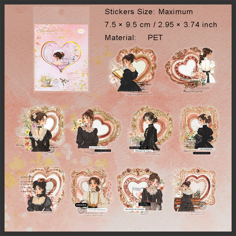 10 Pcs Mirror Girl PET Stickers TDXGRJ