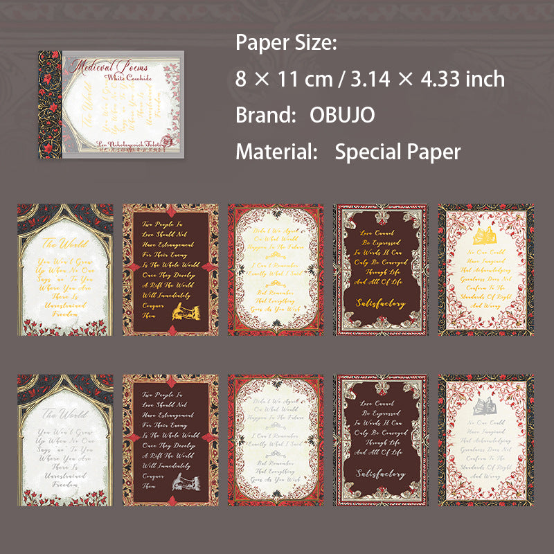 10 Pcs Vintage Literature Themed Journal Paper ZSJSP