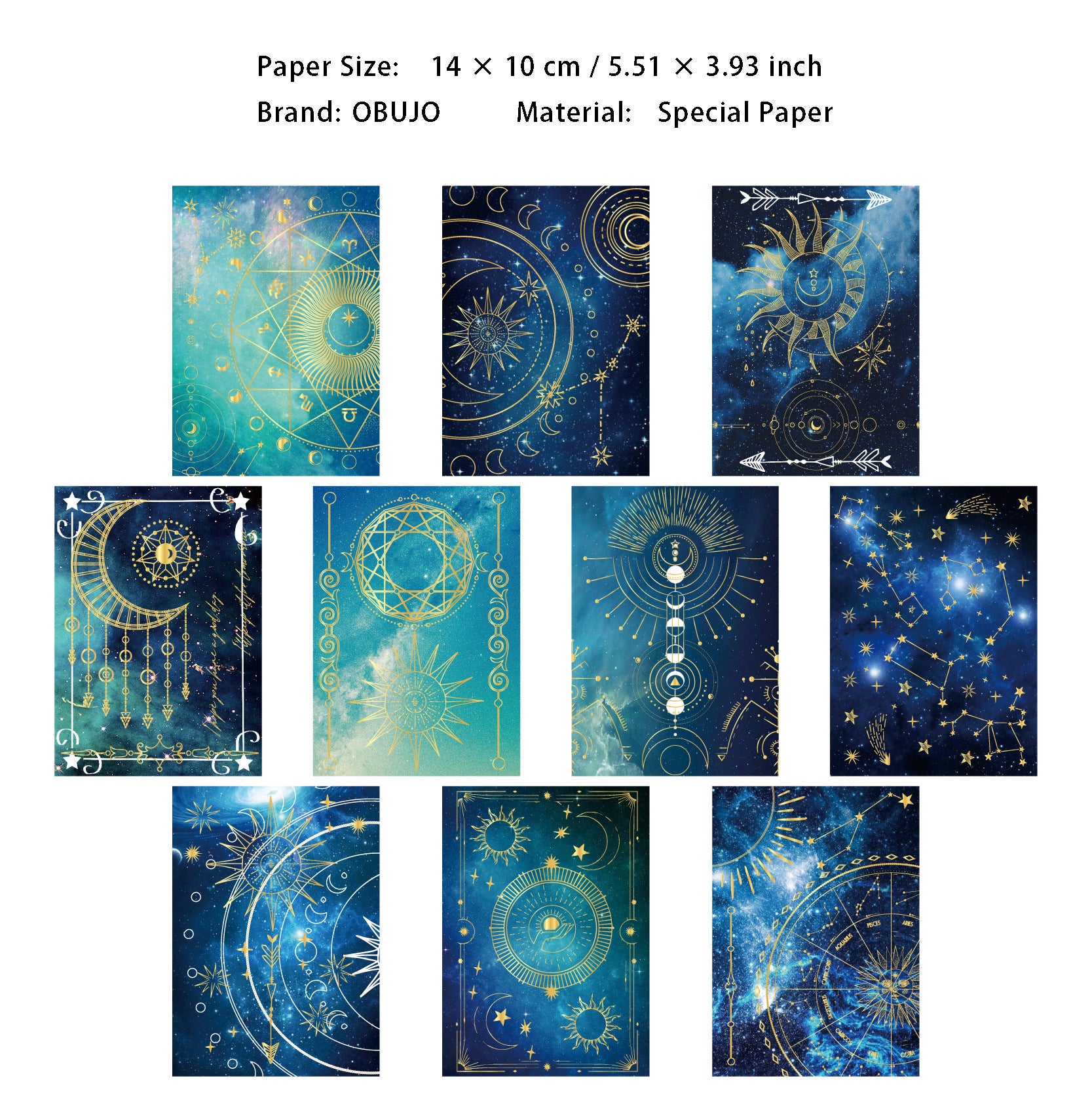 10 Pcs Astrology Theme Journal Paper XQMQ