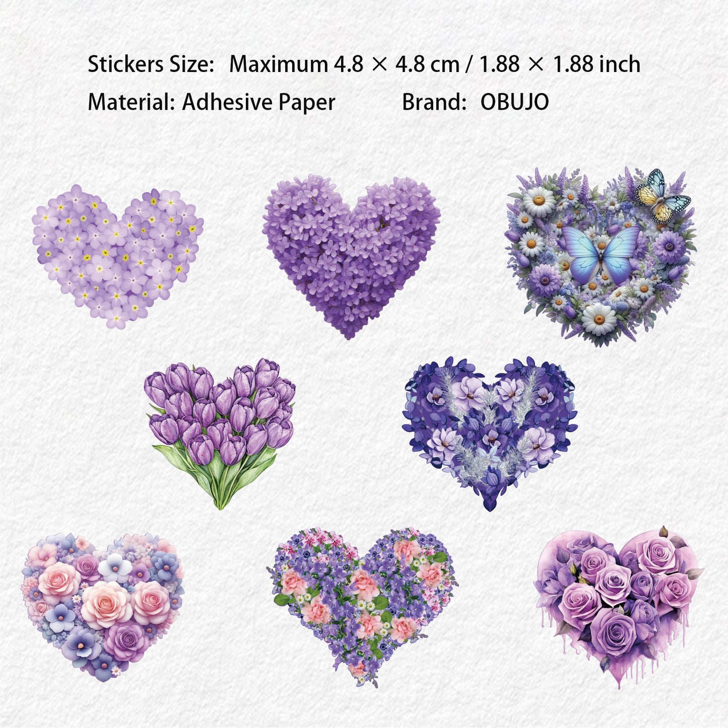 16 Pcs Flower Heart Shape Stickers XHXL