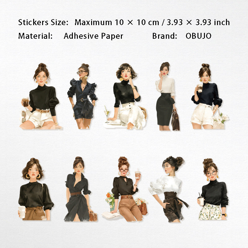 10 Pcs Summer Lady Girl PET Stickers ZRXR