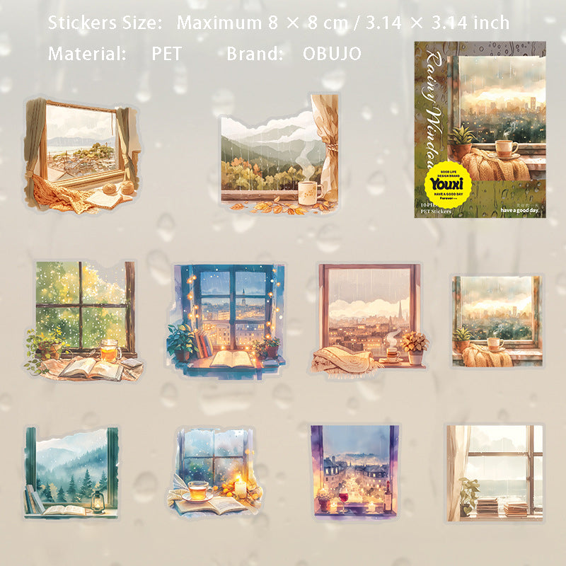 10 Pcs Windows Landscape PET Stickers CBTY