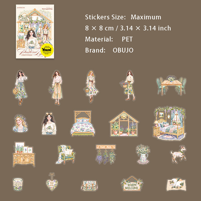 20 Pcs Garden Lady PET Stickers LMTYSH