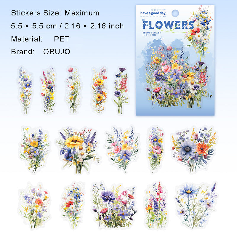 15 Pcs Wildflower PET Stickers BAHK