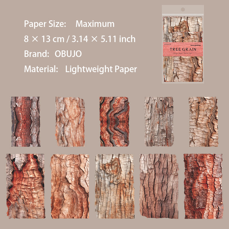 20 Sheets Tree Bark Texture Journal Paper SWYJ