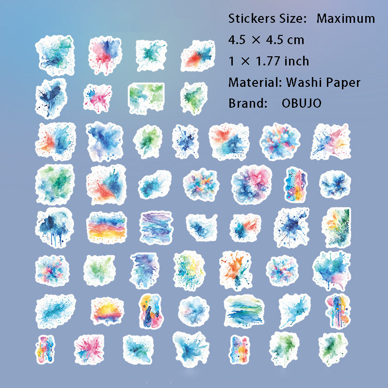 50 Pcs Watercolor Stickers SCYLH