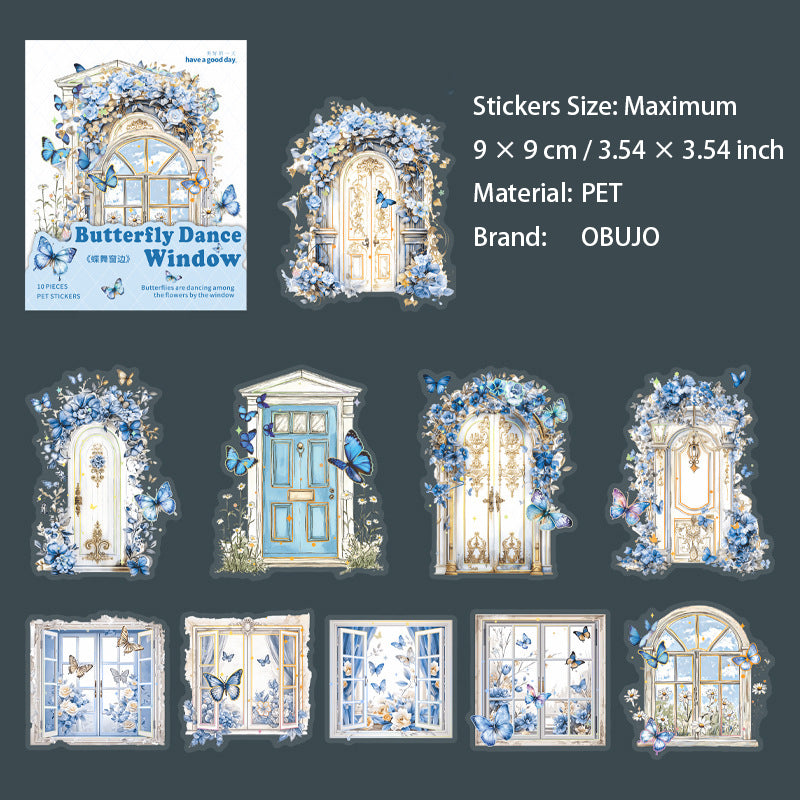 10 Pcs Butterfly Door Window PET Stickers DWCB