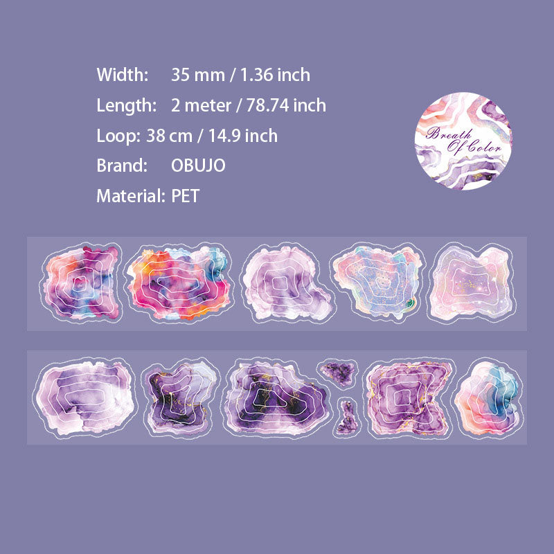 1 Roll Watercolor Spalash PET Stickers Tape SSHX