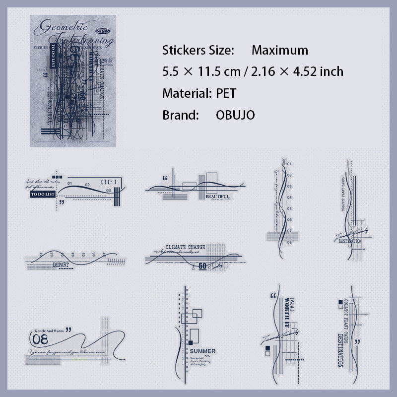 20 Pcs Geometric Themed PET Stickers JHJZ