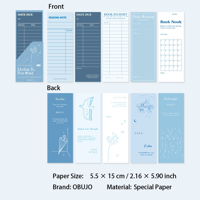 5 Sheets Vintage Paper Bookmark DQSJ