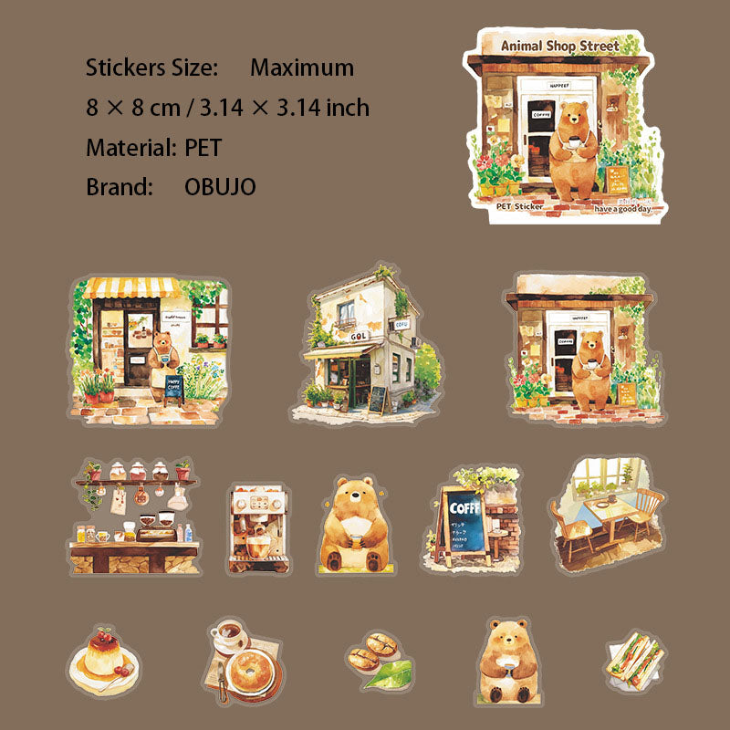 13 Pcs Animal Shop Store PET Stickers DWSD