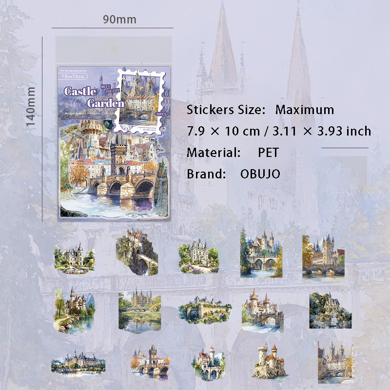 30 Pcs City Town Landscape PET Stickers FJJY