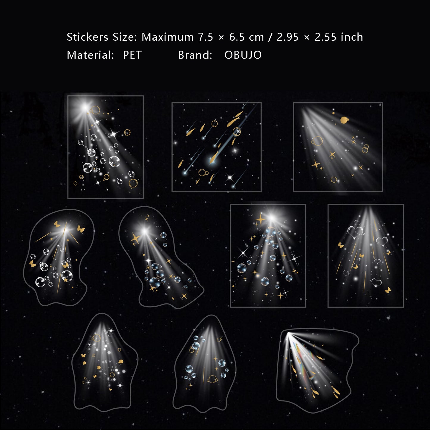 20 Pcs Fantasy Light PET Stickers HGFJ