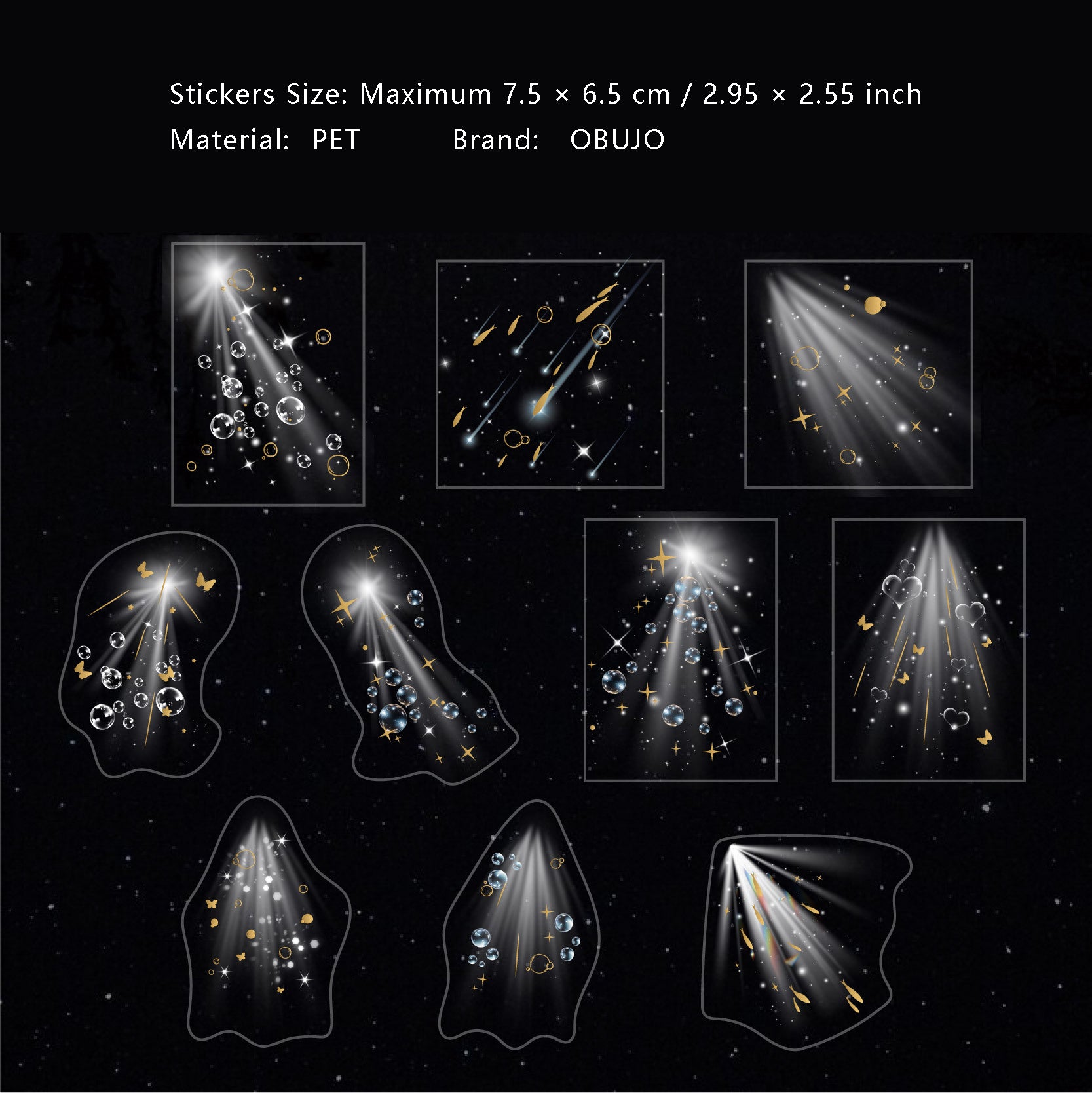 20 Pcs Fantasy Light PET Stickers HGFJ