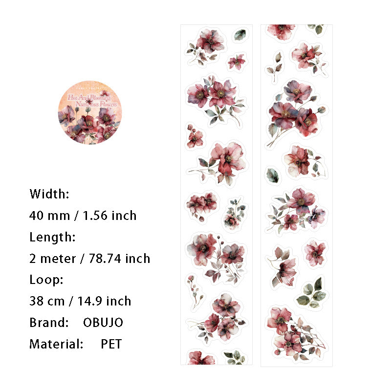 1 Roll Vintage Flower PET Stickers Tape FHXL