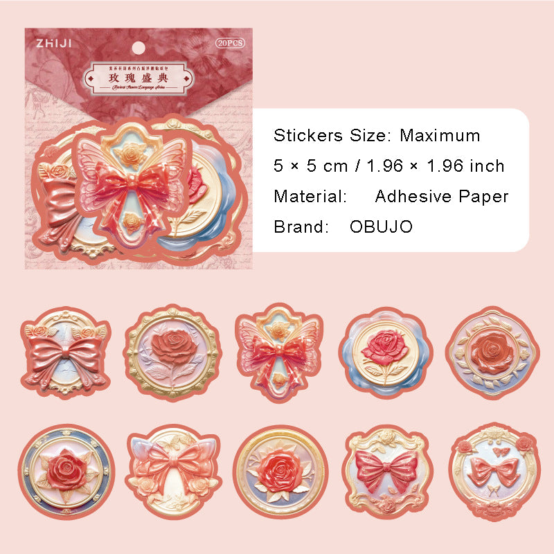 20 Pcs Emboosed Wax Seal Stickers FSHY