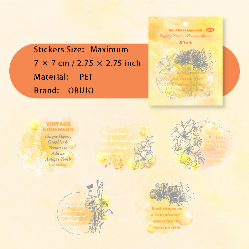 10 Pcs Watercolor Quote PET Stickers QMHJ