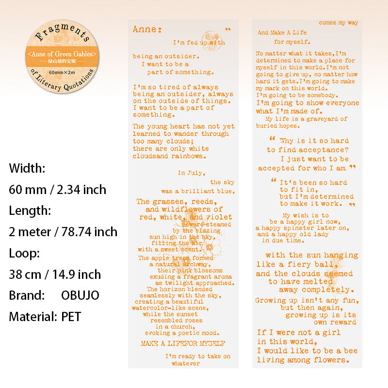 1 Roll Literature Fragments PET Tape WXYLPD