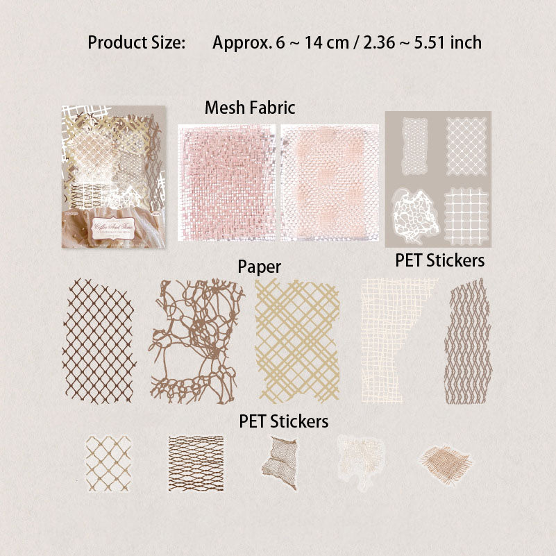 23 Pcs Textured Journal Paper and Fabric Mesh WSXL