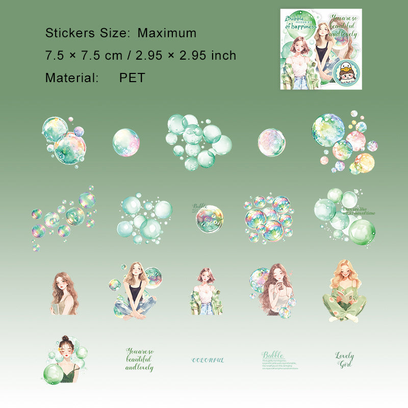 20 Pcs Bubble and Girl Stickers KLMPP