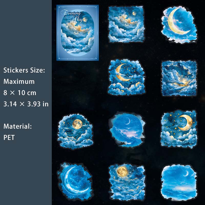 20 Pcs Fantasy Night Sky PET Stickers WKXl