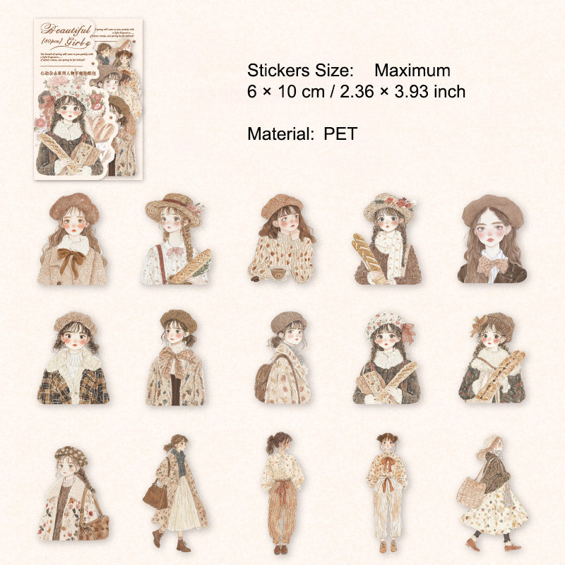 30 Pcs Sweet Girl PET Stickers XDZZ