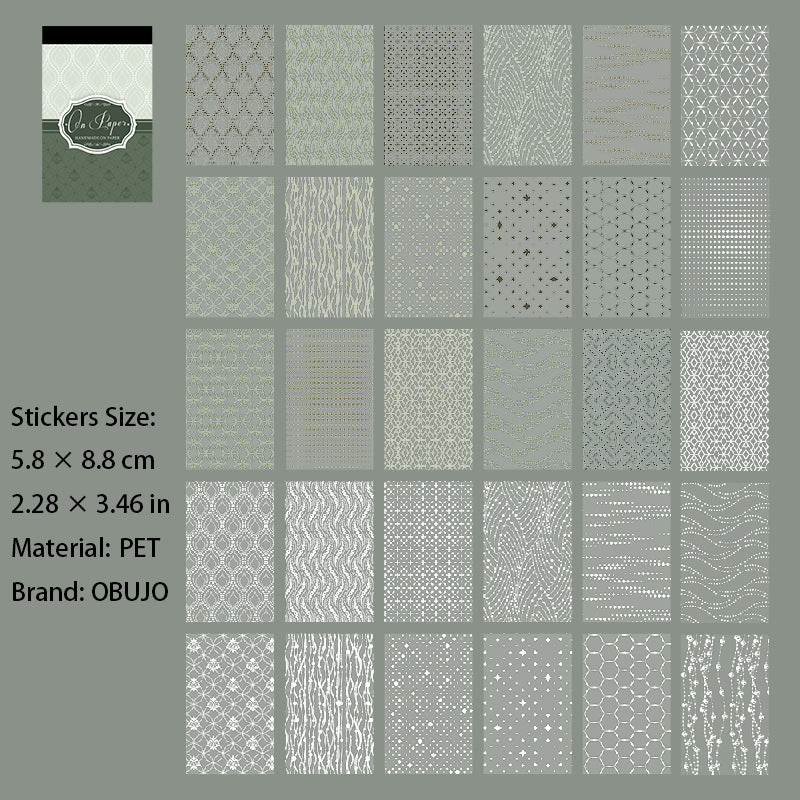 30 Sheets Basic Texture PET Stickers Book CNYWL