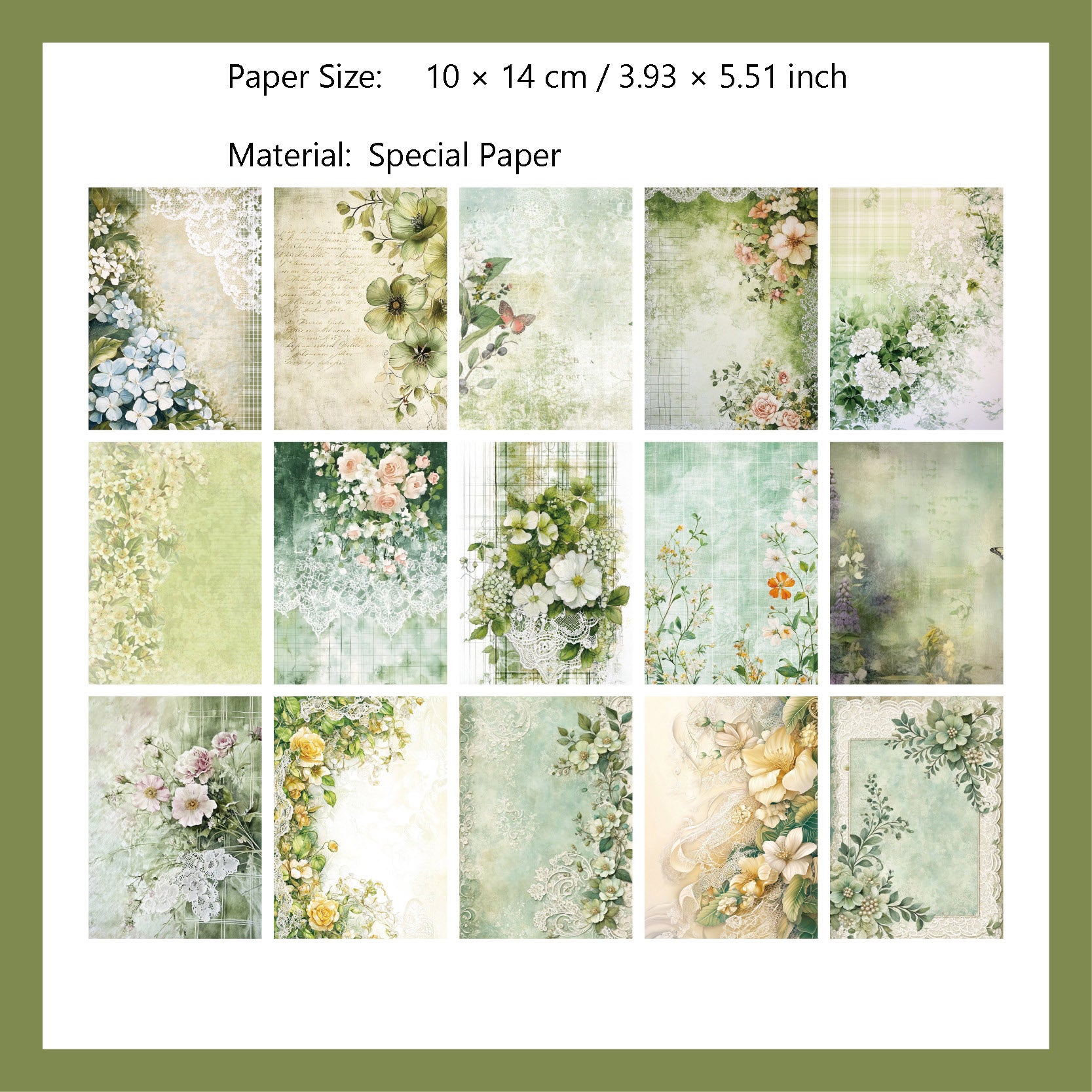 30 Sheets Vintage Floral Scrapbook Paper FRXL