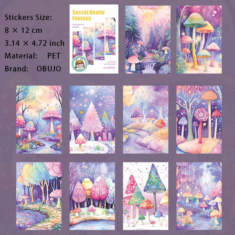 10 Pcs Fantasy Landscape PET Stickers MJHM