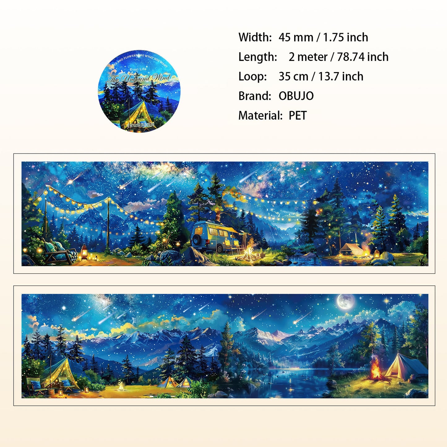 1 Roll Travel Landscape PET Tape ZYDF