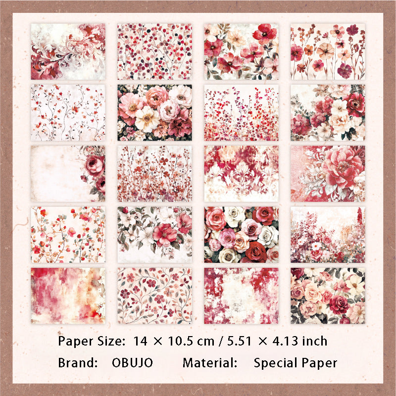 20 Sheets Floral Scrapbook Paper FGHJ