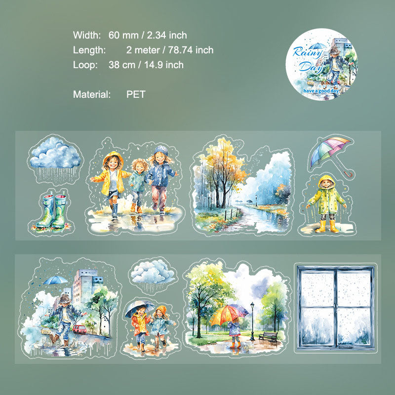 1 Roll Rainy Day PET Sticker Tape XYTX