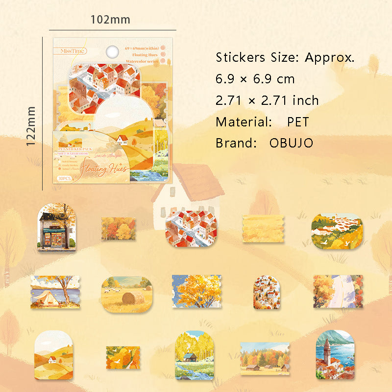 30 Pcs Seasonal Landscape PET Stickers FCHJ