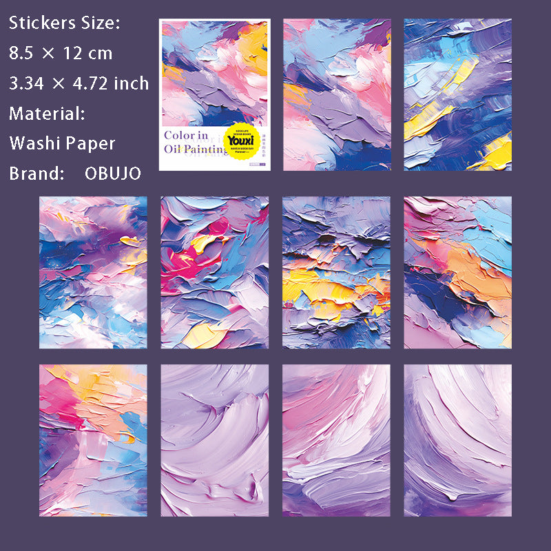 10 Pcs Oil Paint Art Washi Stickers YHLSC