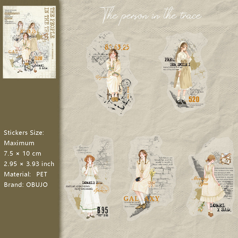 20 Pcs School Girl Collage PET Stickers JZR