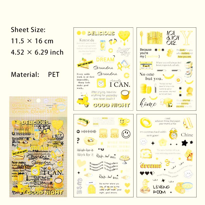 4 Sheet Creative Journal PET Stickers YJQX