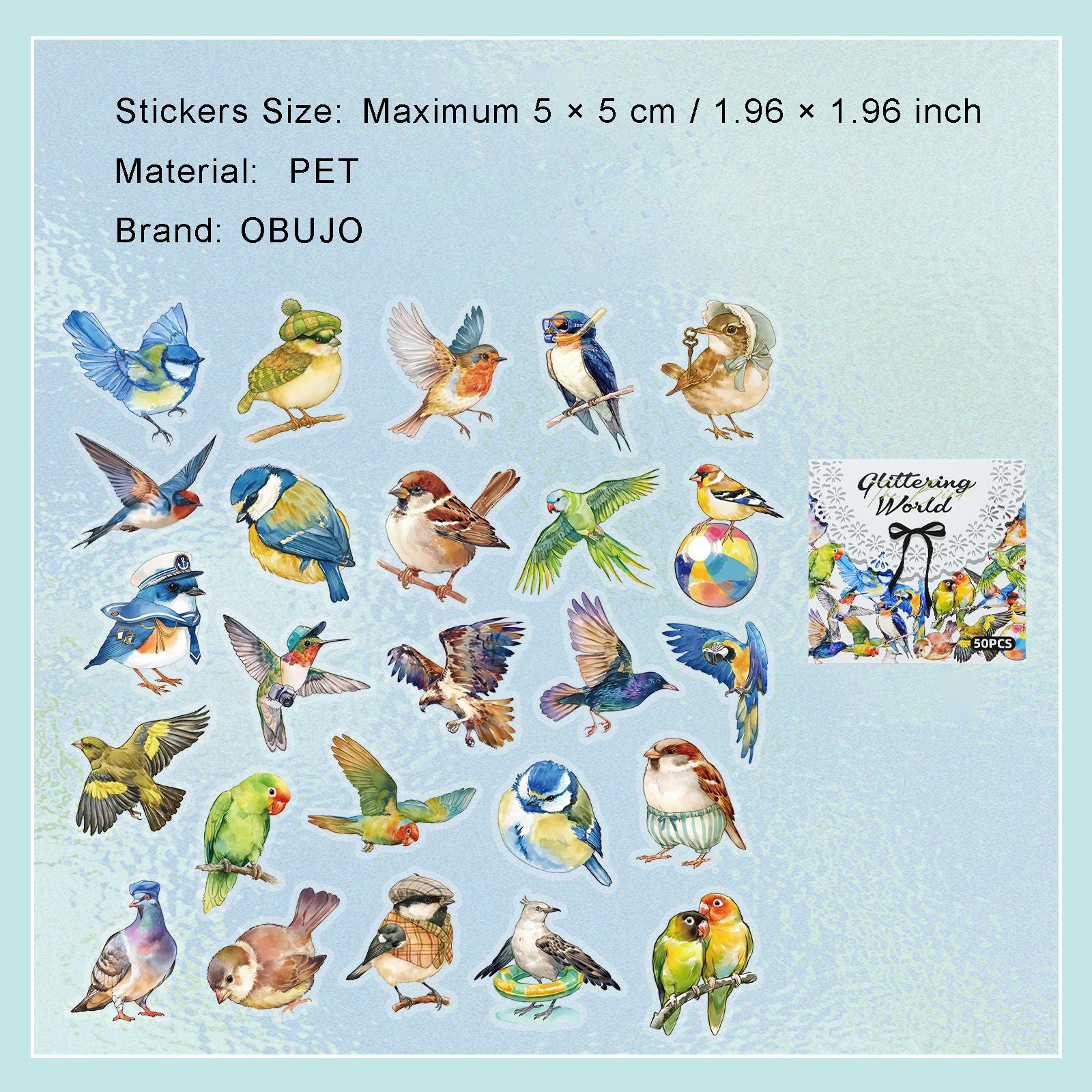 50 Pcs Nature Theme PET Stickers BLSJ