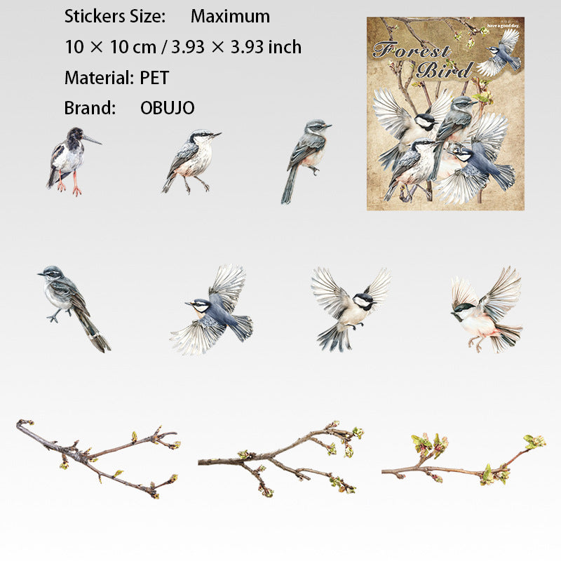 20 Pcs Flying Birds PET Stickers LJQY