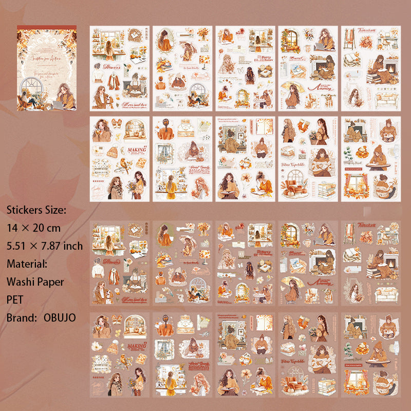 20 Sheets Autumn Theme Stickers Book QTQJ
