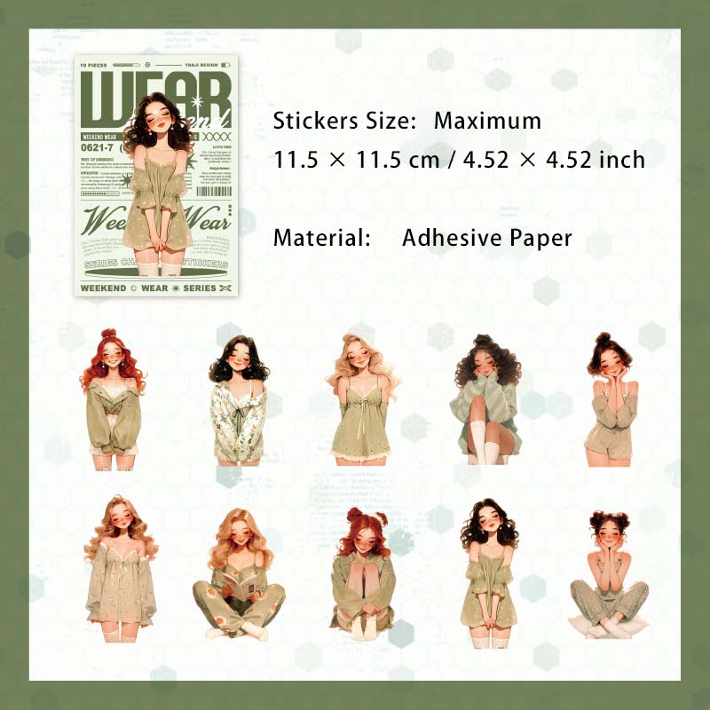 10 Pcs Dating Girl PET Stickers ZMCD