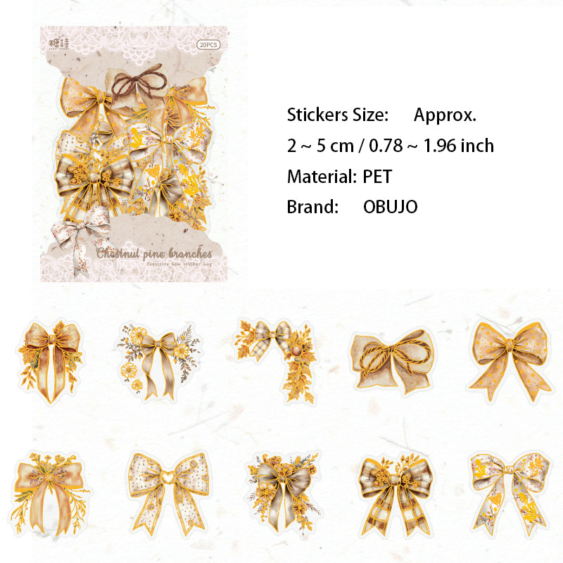 20 Pcs Floral Bow-knot PET Stickers HDJTJ
