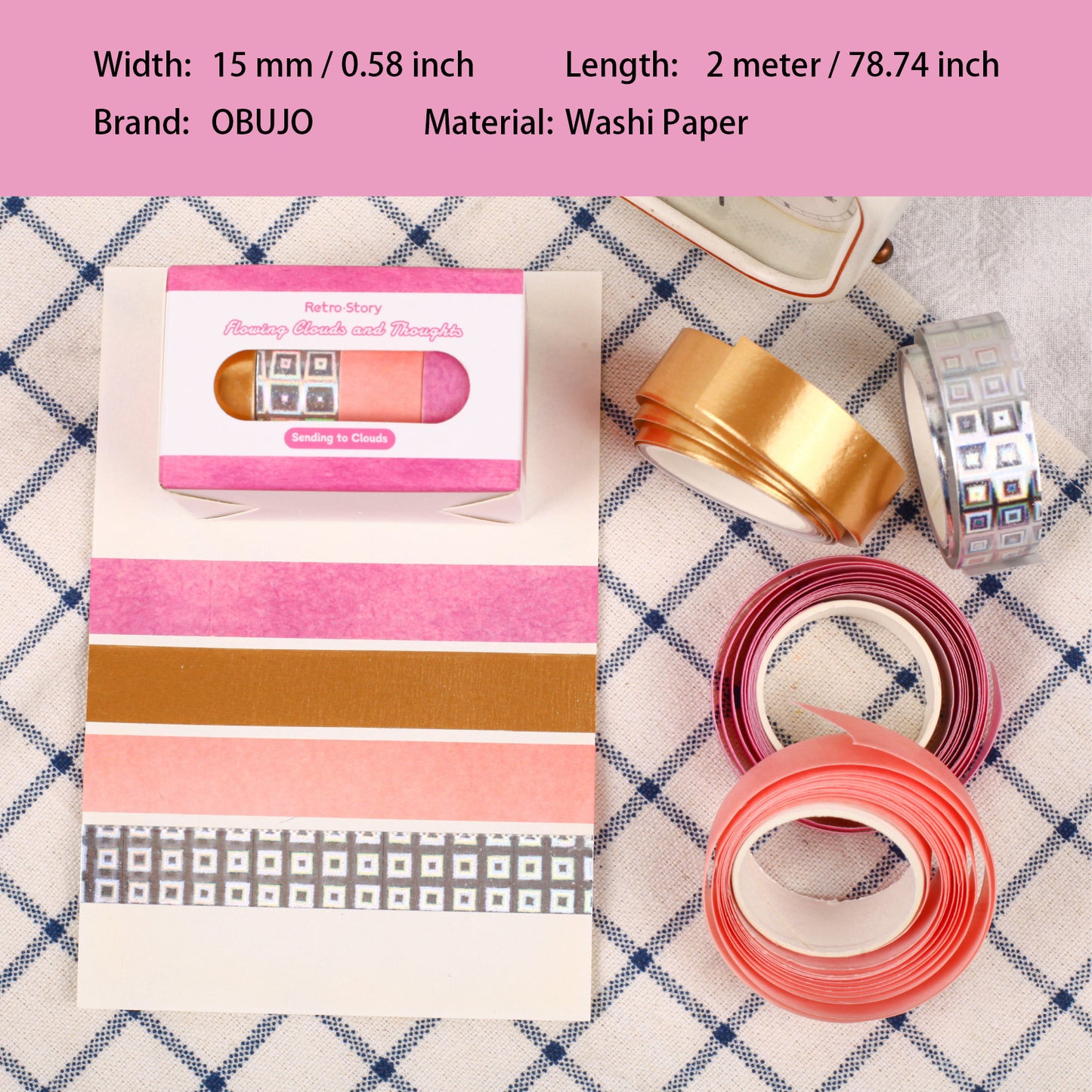 4 Rolls Vintage Washi Tapes Set LYYS