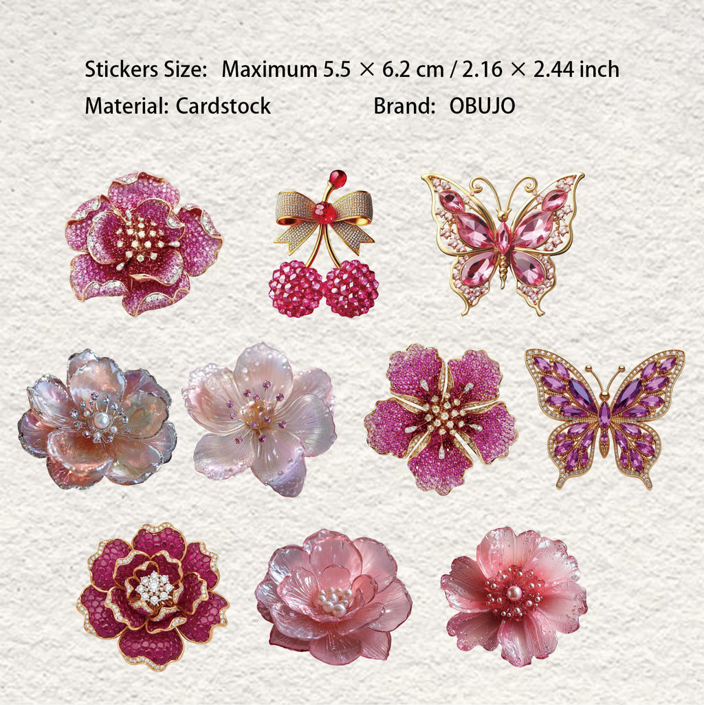 10 Pcs Crystal Jewelry Themed Cardstock Stickers JSXL