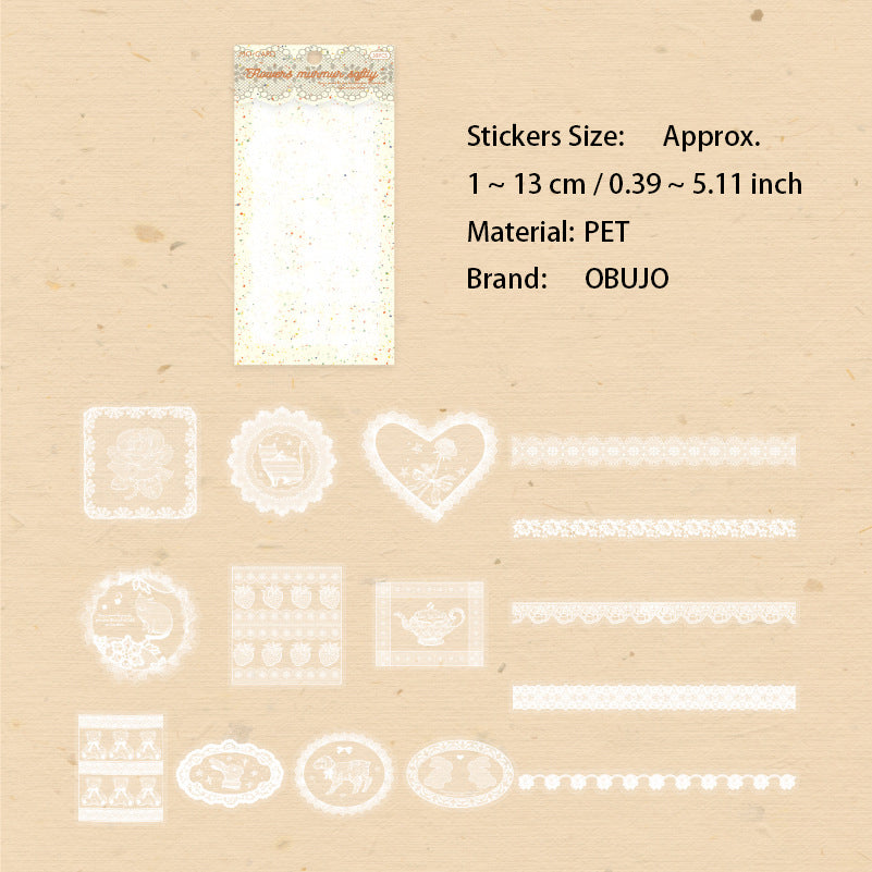 30 Pcs White Lace Themed PET Stickers LSWY
