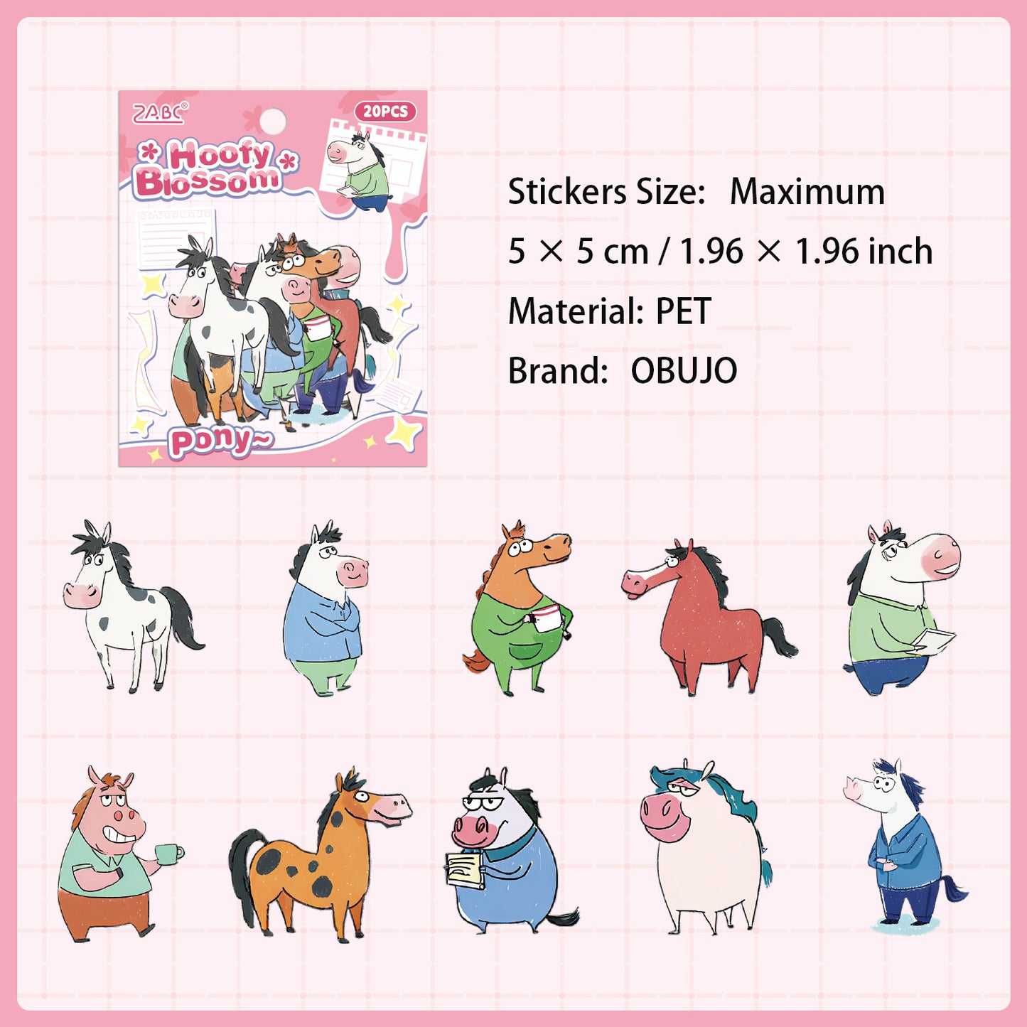 20 Pcs Cartoon Animal PET Stickers DWHXQ