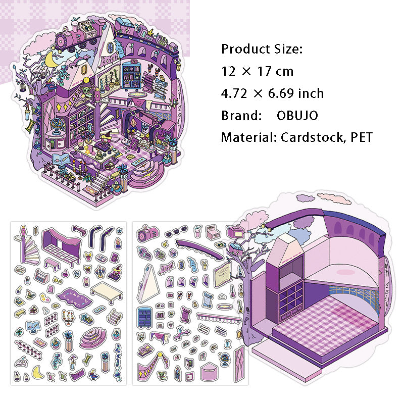 3D House Scene  DIY Stickers Kit WDXWBJ