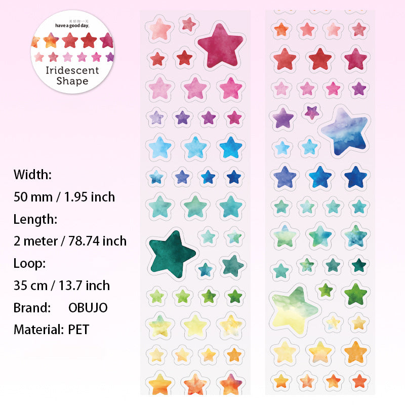 1 Roll Watercolor Dot Heart Star Planner Stickers Tape HCXZ