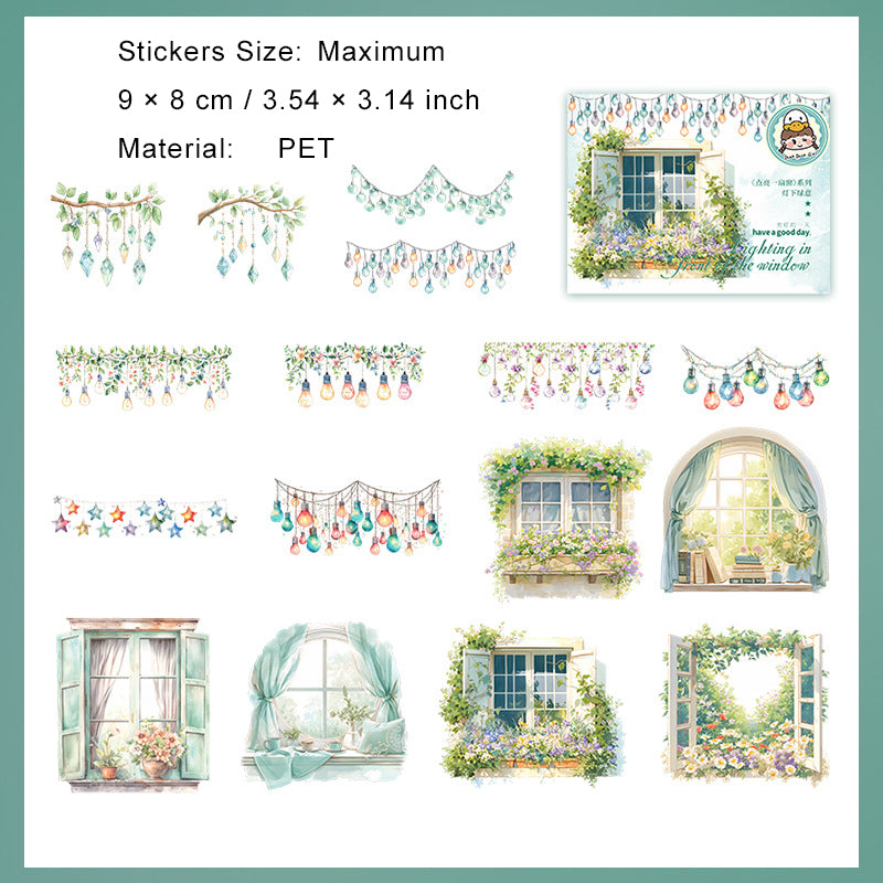 16 Pcs Light and Window PET Stickers DLYSC