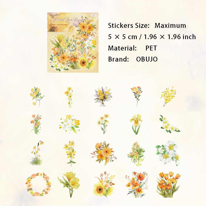40 Pcs Flower PET Stickers LMHD