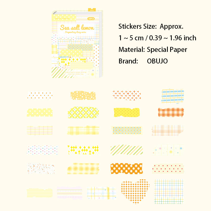 50 Pcs Gird Strip Themed Journal Stickers LSRJ